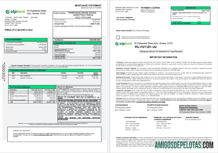 Extrato de hipoteca do banco OTP ucraniano em formatos Word e PDF 1 2 modelo